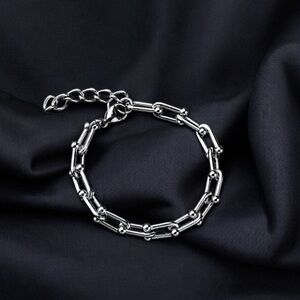 Stainless Steel Horseshoe Link Chain Bracelet, Stainless Steel U-Link Bracelet